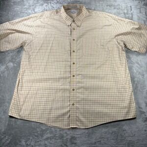 Enro Mens 2XT Yellow Plaid Non-Iron Pinpoint Oxford Short Sleeve Shirt Tall